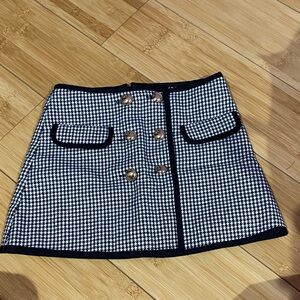 Crewcuts Black & White Houndstooth Mini Skirt with Gold Buttons